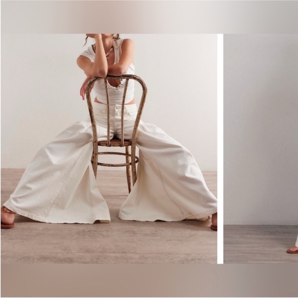 NWOT Free People We The Free Pandora Wide-Leg Jeans - heavenly ivory - 25 - Picture 6 of 11